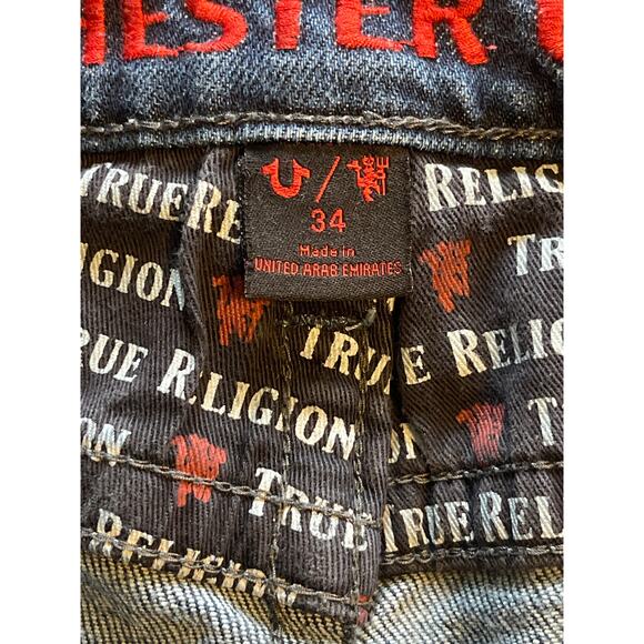 True Religion Manchester United Geno Slim Men's Jean Blue Size 34 - Picture 6 of 6